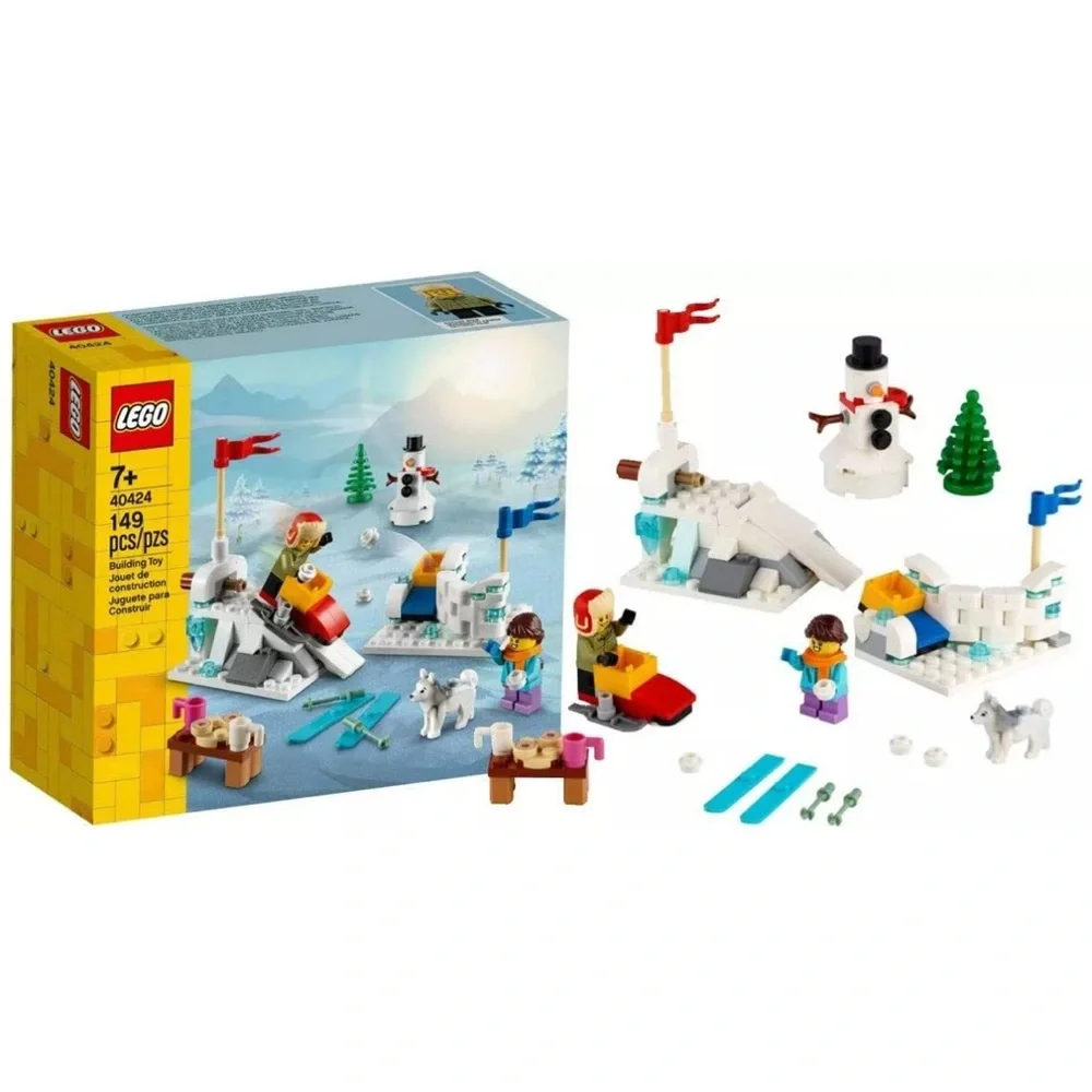 New LEGO 40424 Winter Snowball Fight Christmas  Snowman Tree Husky Sled 149pcs